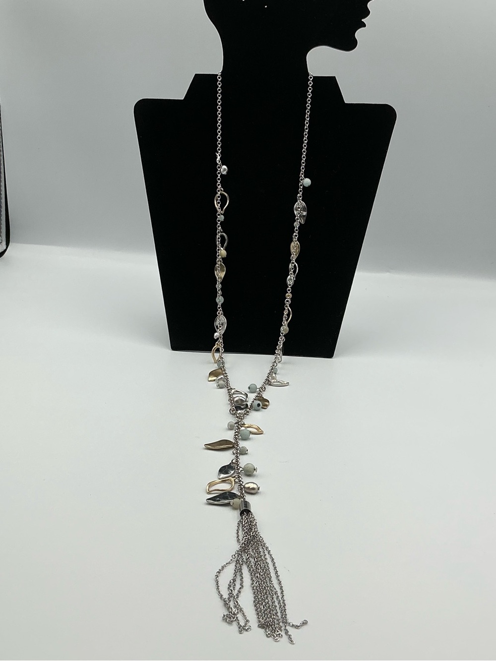 White House Black Market Long Beaded Y Drop Necklace